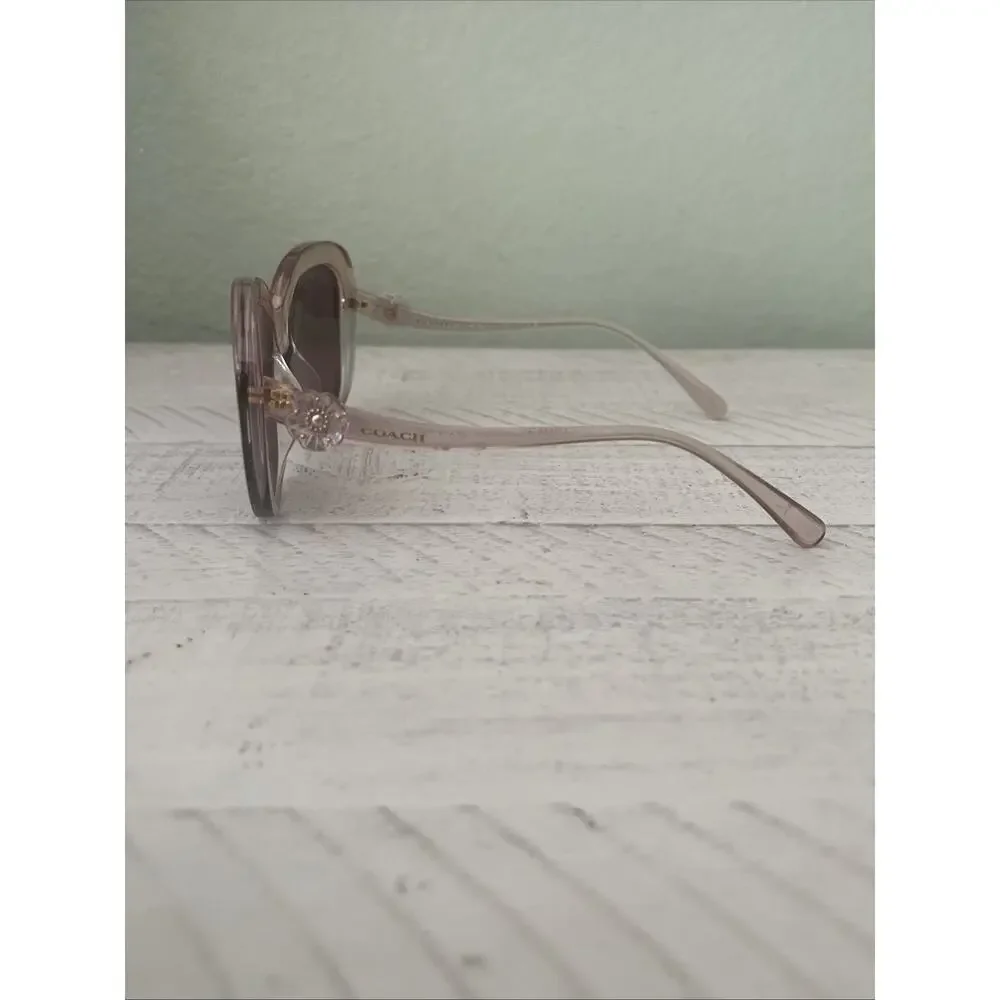 Coach Transparent Beige Acetate Sunglasses with Brown Lenses